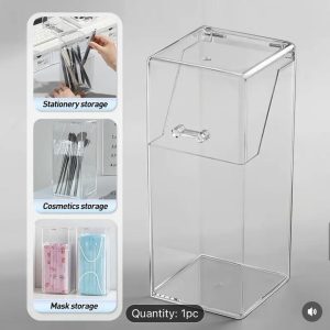 ACRYLIC BRUSH CUP WITH COVER